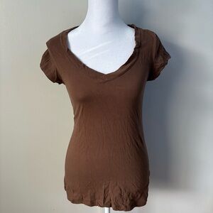 Ambiance Chocolate Brown V-Neck Tee